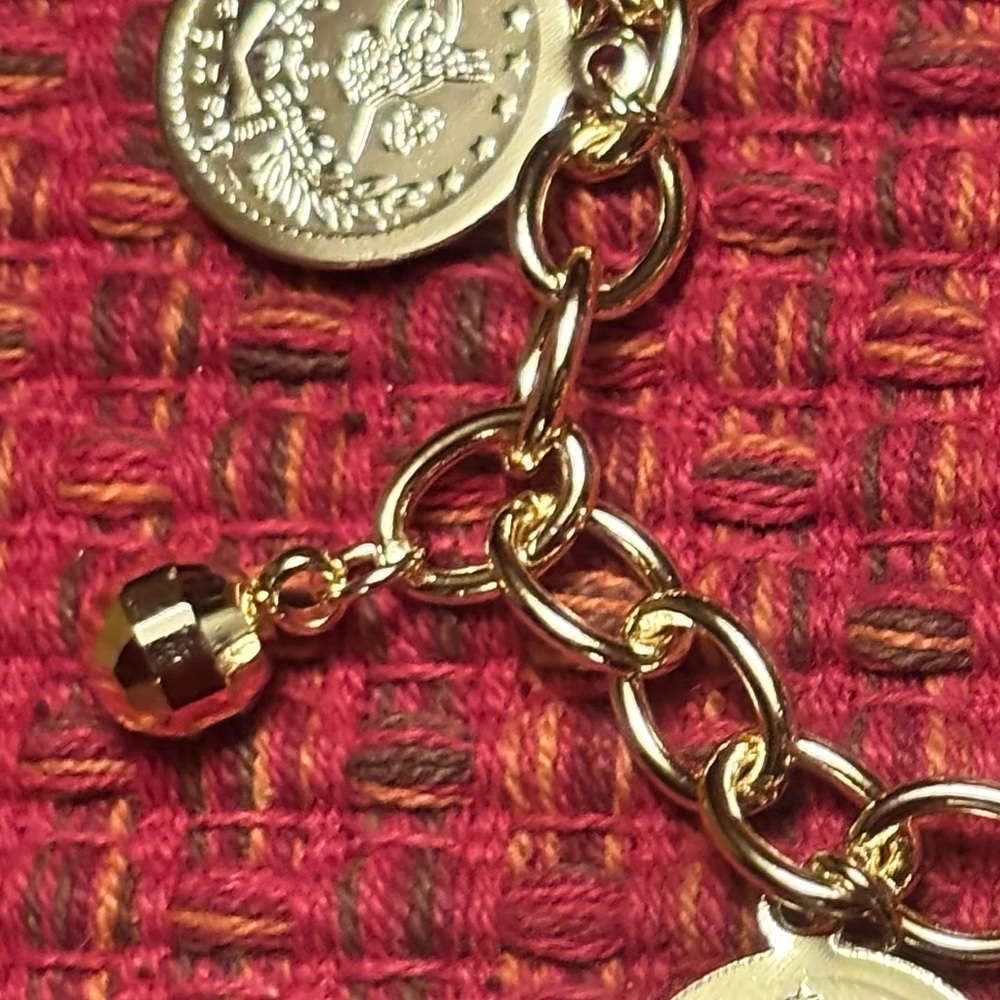 Coin Charm Bracelet with Beads - 18k Gold Plated - Picture 6 of 7